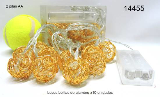 Imagen de LUCES BOLITAS DE ALAMBRE X 10 UNIDADES A PILAS 10.24